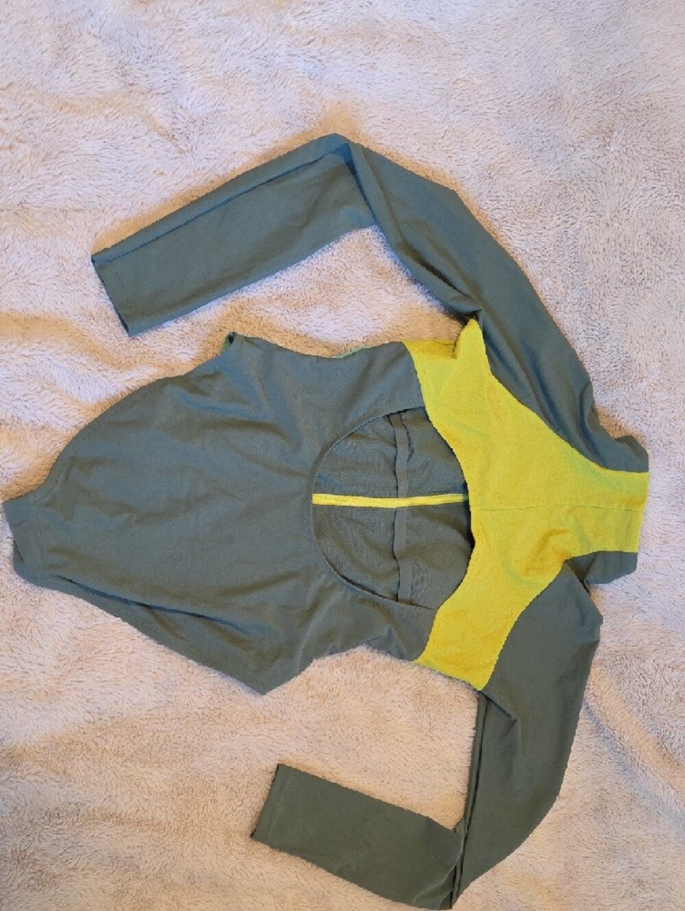 Speedo Olive Green One-Piece with Yellow Zipper - Picture 2 of 3